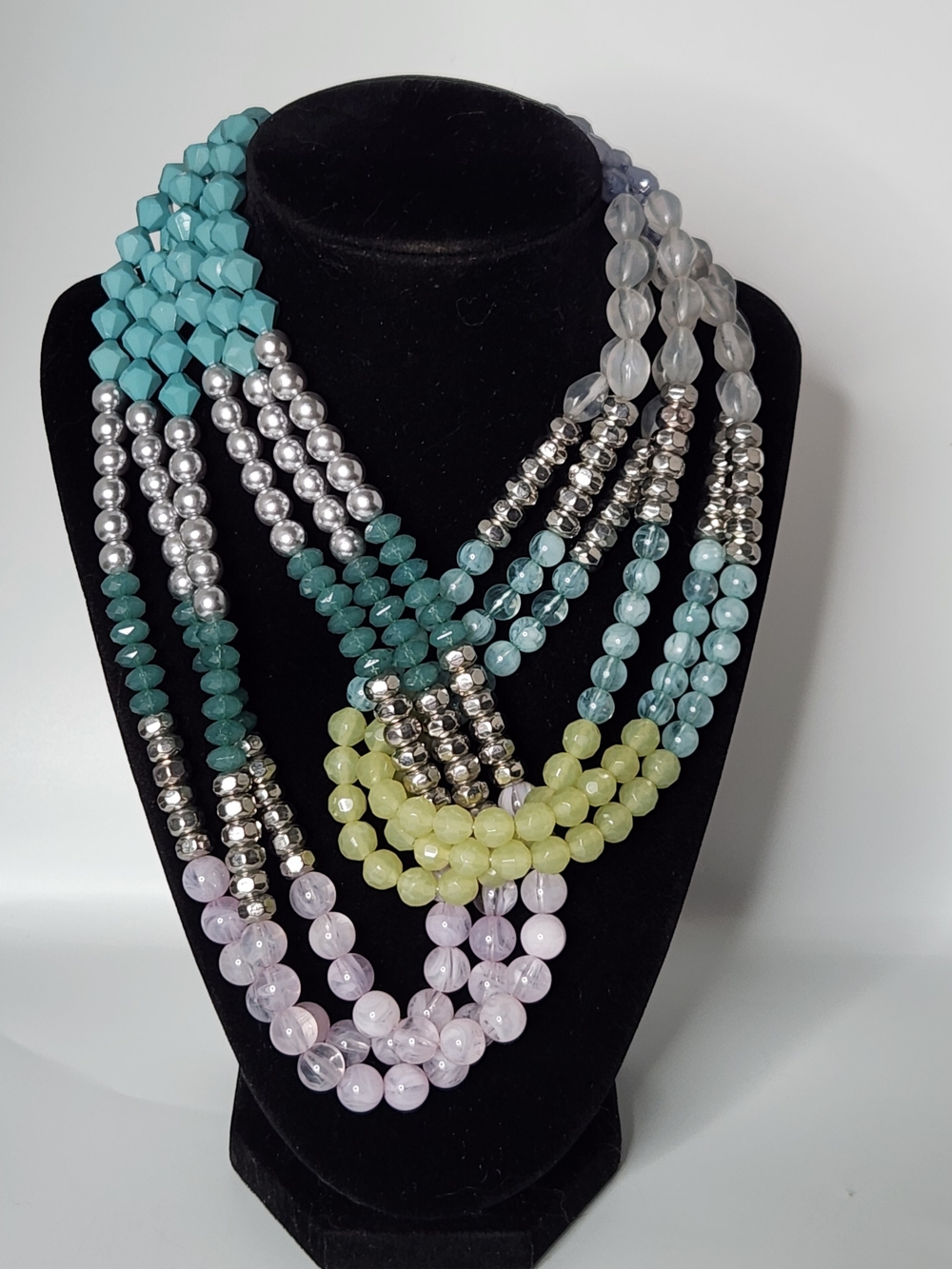 Lydell NYC Multi-Strand Beaded Statement Necklace in Pastel Tones